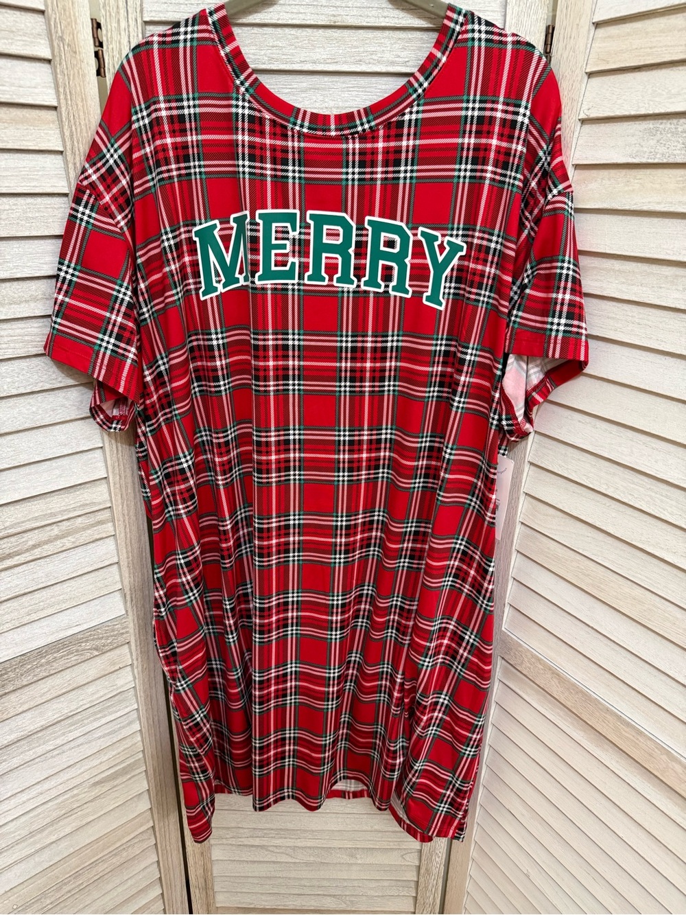 Merry Plaid Nightshirt - Red Holiday Sleep Shirt